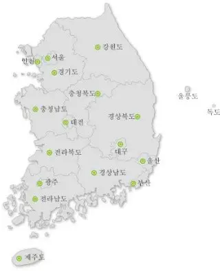 대한민국 지역별 지도